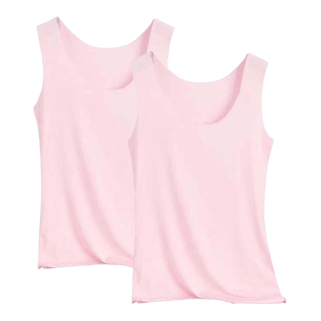 Miqool Lot de 2 Débardeurs pour Femmes Grande Taille en Soie Glacée Rafraîchissante Sans Coutures sous-Vêtement Col Ras du Cou Sans Manches Hauts de Pyjama