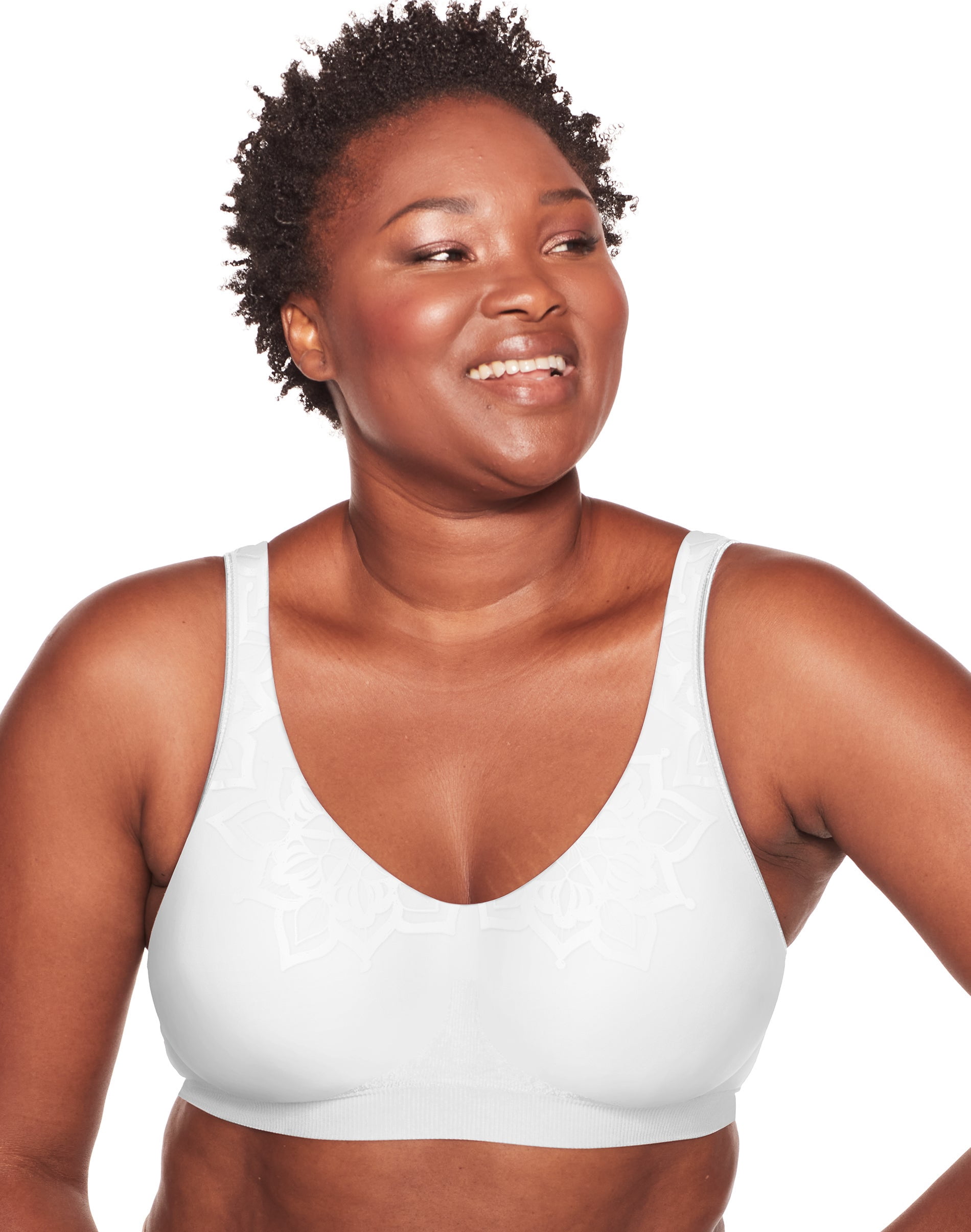 Bali Womens Comfort Revolution Smart Size Wirefree Bra, M, White Aztec