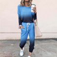 thumbnail image 2 of Yuyuzo Women's Fall 2 Piece Outfit Patchwork Color-Block Long Sleeve Tops and Cinch Bottom Pants Lounge Sets, 2 of 5