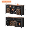 thumbnail image 2 of WAMPAT Farmhouse TV Stand, 65 Inch TV Compatible, Entertainment Center, Sliding Barn Doors, Mesh Doors, Tall Media Console, Open Storage Space, Living Room Furniture, Black & Brown, 2 of 8