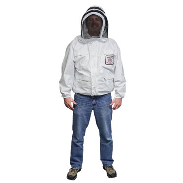Mann Lake Weathertek Pollinator Beekeeping Jacket with Veil, 100% Waterproof, Breathable Nylon, Urethane Barrier, Teflon Treated, Ideal for Rainy Days, Durable Beekeeper Protective Gear, Small