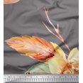 thumbnail image 1 of Soimoi Gray Poly Georgette Fabric Leaves & Peach Floral Print Sewing Fabric BTY 42 Inch Wide, 1 of 3