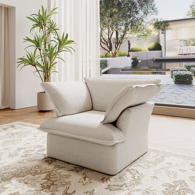 Sodrens Canapé Sectionnel Modulaire, Canapé Moderne en Tissu de Lin à Combinaison Libre, Canapé 1 Place pour Salon, Beige