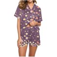 thumbnail image 1 of Jamicy Pyjama d'Halloween pour Femmes, Mode Décontractée, Imprimé, Haut à Manches Courtes avec Col à Revers et Short, Ample et Confortable, Ensemble de Pyjama pour la Maison, 1 of 4