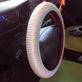 thumbnail image 5 of Beige Coffee Summer Ice Silk Car Breathable Anti-Slip Steering Wheel Cover Guard Protector, 5 of 5