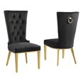 thumbnail image 1 of Chaises Latérales Rembourrées en Velours Noir avec Acier Inoxydable Doré, Ensemble de 2, 1 of 2