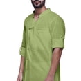 thumbnail image 2 of Atasi Kurta Solide Pyjama pour Hommes Style Asymétrique Vêtements d'Été Décontractés, 2 of 5