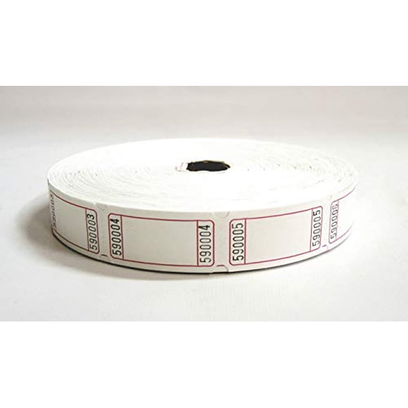 2000 Blank White Single Roll Consecutively Numbered Raffle Tickets