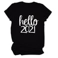 thumbnail image 1 of Hauts d'Été Grande Taille pour Femmes Décontractés Hauts pour Femmes 2021 Col Rond Manches Courtes T-Shirt à Imprimé de Lettres Blouse Basique Décontractée T-Shirt à Col en V pour Femmes en Liquidation, 1 of 2