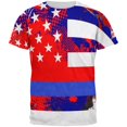 thumbnail image 1 of Thin Blue Line Police Lives Matter Distressed Splatter All Over Mens T Shirt, 1 of 1