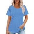 thumbnail image 1 of AherBiu Tuniques pour Femmes Amples Décontractées à Manches Courtes Couleur Unie Confortables d'Été à Col Rond Blouse T-Shirts, 1 of 7