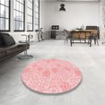 thumbnail image 4 of Ahgly Company Tapis de Zone Rond d'Intérieur Lavable à la Machine, Transitionnel, Pastel Rouge Rose, 7 Pieds Rond, 4 of 7