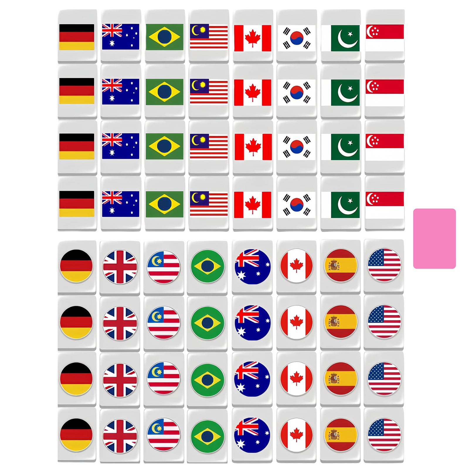 Jeu Mahjong Ensemble de Jeu Tuiles de Jeu Motif Drapeau Tuile Jeux pour Adultes Enfants pour Pique-Nique de Printemps Fête Annuler le Jeu Contenant de Rangement de Jeu Broadsides Jeu Jeu dans