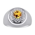 thumbnail image 1 of RYLOS Men's Rings Sterling Silver Designer Gypsy 7MM Round Gemstone & Diamond Ring Citrine November Birthstone Size 10, 1 of 7