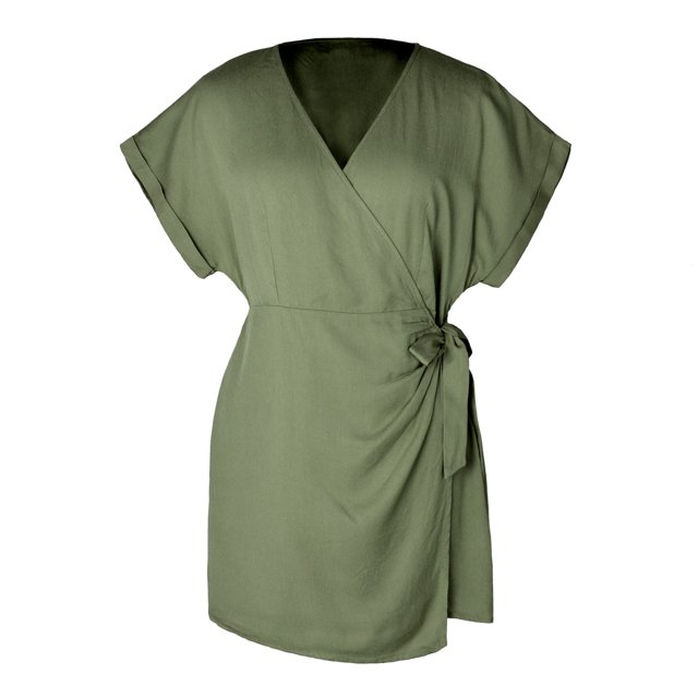 HBFAGFB Womens Jumpsuit Solid Color Simple V Neck Short Sleeve Rompers for Women Dressy Green Size XL