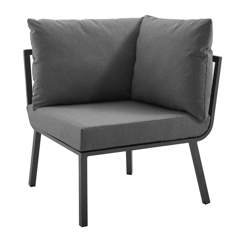 Modway Chaise d'Angle de Patio Extérieur en Aluminium, Gris/charbon