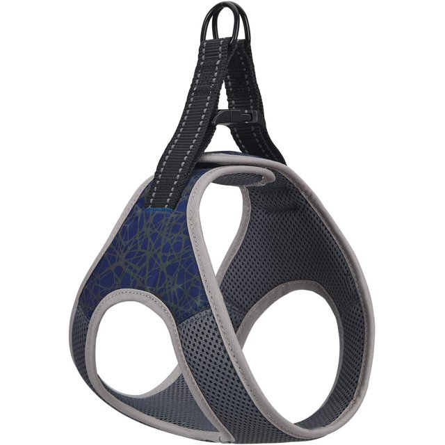 Harnais pour Chien avec Fixation Velcro pour Petits et Moyens Chiens Harnais de Sécurité Réglable Réfléchissant et Respirant Harnais de Poitrine pour la Marche, la Course, l'Entraînement (Bleu, L)