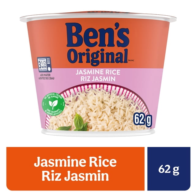 BEN'S ORIGINAL(MC) Riz Jasmin Gobelet de Riz, Collation ou Accompagnement, au Micro-ondes en 3,5 Minutes, 62 g