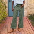 thumbnail image 2 of Women's Linen Pants - High Waisted Flare Wide Leg Capri Work Pants with Pockets, 2 of 6