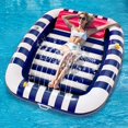 thumbnail image 1 of FANNGYX Inflatable Pool Lounger, 80" x 66" Large Floating Tanning Raft with Pillow, Water Spray Mat Included, Durable Outdoor Float for Adults, Blue LG618-208, 1 of 7