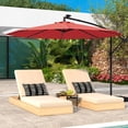 thumbnail image 2 of Gymax Parasol Déporté de Patio 10 Pi avec Lumières Solaires Parasol de Terrasse avec Réglage d'Inclinaison Facile Rouge, 2 of 10