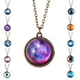 thumbnail image 4 of Collier Pendentif Rond Double Système Solaire Dôme en Verre Dôme Espace Collier Lumineux, 4 of 9