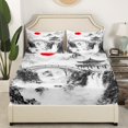 thumbnail image 3 of Erosebridal Japanese Mount Fuji Bed Sheets Set Queen Size, Ink Printing Bed Sheets Queen, Teens 4 Pieces, 3 of 7