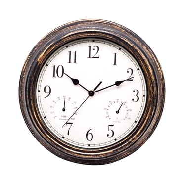 CEHVOM Outdoor Garden Retro Clock Waterproof Temperature Measurement Hygrometer 12 Inches Clearance