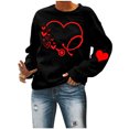 thumbnail image 4 of RKSTN Chandail pour Femmes 2024 Saint-Valentin Cœur d'Amour Imprimé Chandail Uni Col Rond Manches Longues Coupe Ample Blouse Hauts, 4 of 6