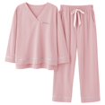 thumbnail image 1 of REDHOTYPE Nouveaux Pyjamas en Coton Doux pour Femmes 2 Pcs Grande Taille 3TG Simple Manches Longues Décontracté, 1 of 2