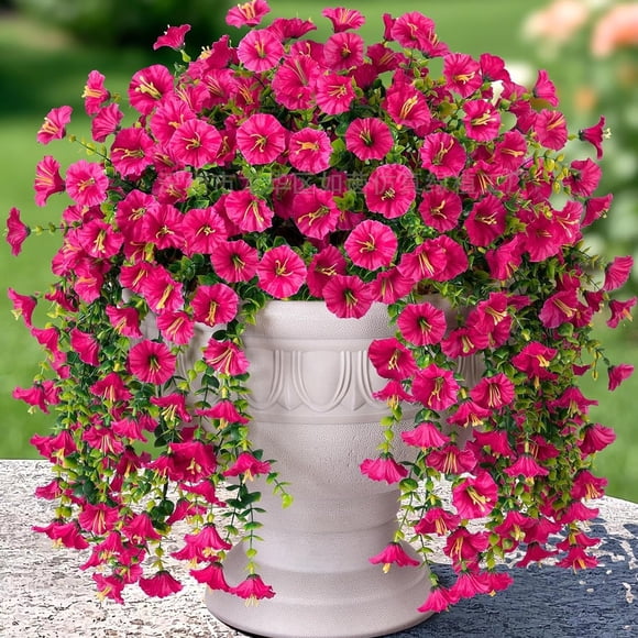 JASKFLY Faux Purple Wisteria Flower Wall Hanging Garden Decor Artificial Morning Glory Rose Red