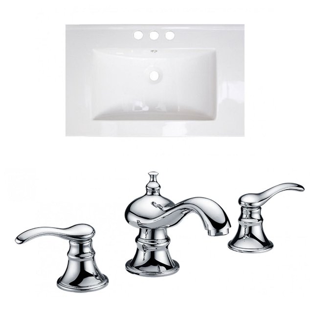 American Imaginations 25-in. W 3H8-in. Ceramic Top Set In White Color - Overflow Drain Incl. AI-15750