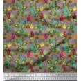 thumbnail image 1 of Soimoi Poly Georgette Fabric Coral,Starfish & Turtle Ocean Decor Fabric Printed Yard 52 Inch Wide, 1 of 3