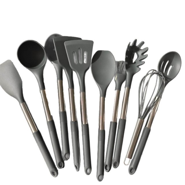 Hearth & Gear Purpose Kitchen Cookware Set 11 Piece Food Grade Silicone And Stainless Steel Cookware With Rotating Storage Bucket For Easy Cooking And Organization Cooking Utensils Set Stainless Steel