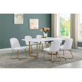 thumbnail image 3 of 7pc White Wood Top Dining Set with White Faux Leather Chairs and Gold Base, 3 of 5