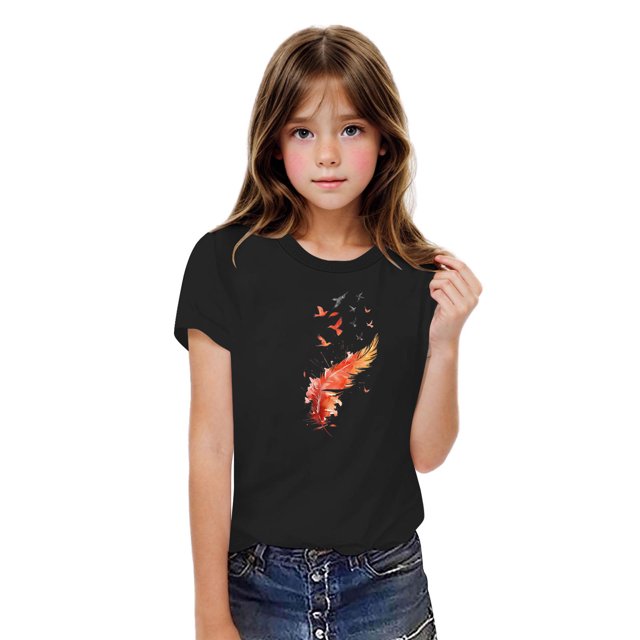 Rbaofujie T-Shirts Graphiques pour Fille Imprimé Floral Manches Courtes Col Rond T-Shirts Hauts