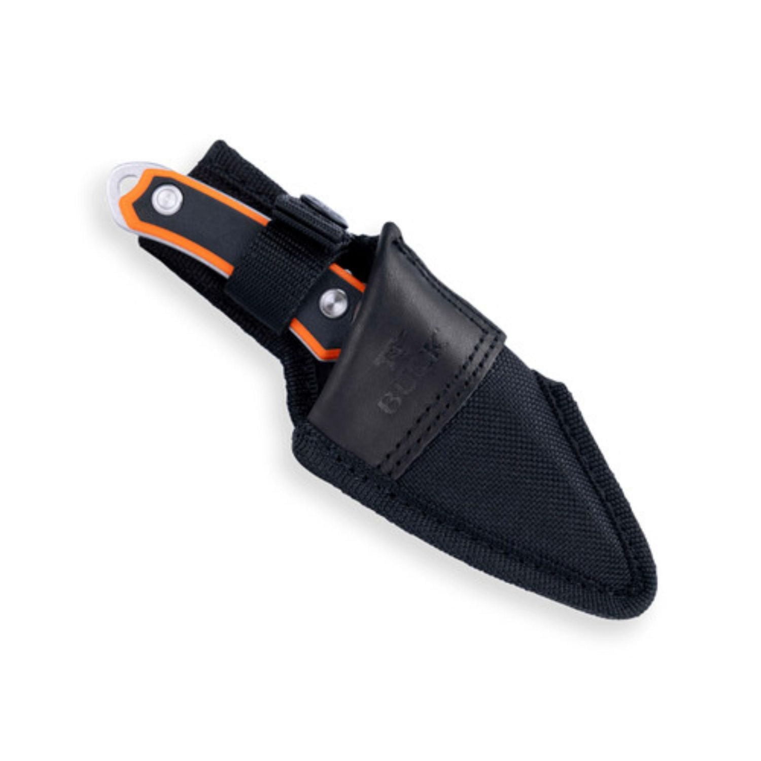 Buck Alpha Scout Select Orange – Couteau à pointe tombante en acier inoxydable 420HC avec manche GFN et Versaflex, gaine en nylon – 0662ORS, fabriqué aux États-Unis