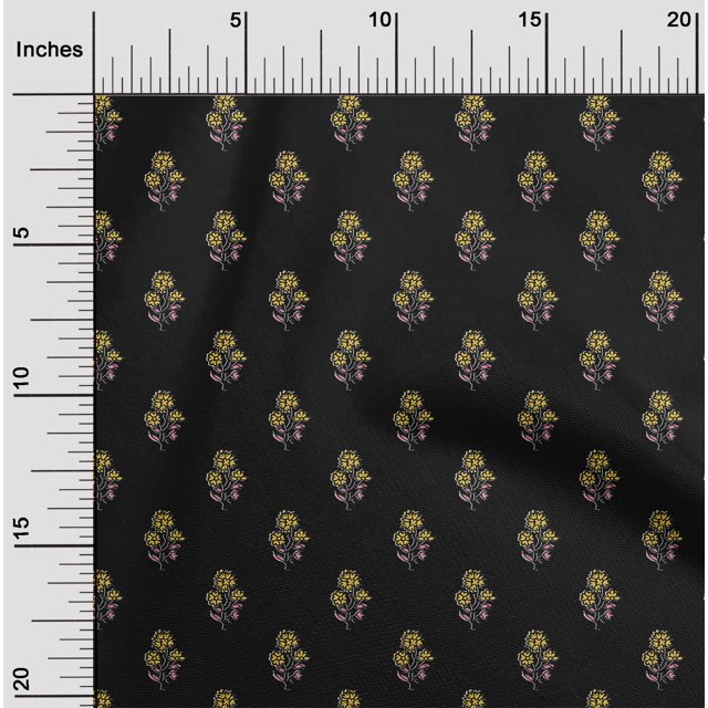 oneOone Polyester Lycra Fabric Leaves & Floral Block Print Fabric BTY 56 Inch Wide