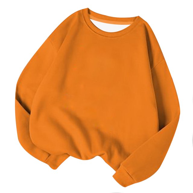 Hauts pour Femmes Manches Longues Mode Couleur Unie Col Rond T-Shirt Manches Longues Grande Taille