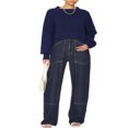 thumbnail image 1 of Pull Tricoté Uni pour Femmes à Manches Longues et Coupe Ample, 1 of 9