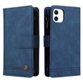 thumbnail image 3 of Case for iPhone 12 Cover Zipper Pocket Wallet Case Magnetic Protective - Blue, 3 of 5