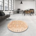 thumbnail image 3 of Ahgly Company Indoor Round Abstract Deep Peach Orange Oriental Area Rugs, 3' Round, 3 of 6