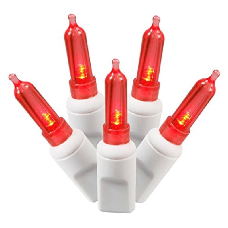 Vickerman 50 LED Italienne Rouge sur Fil Blanc 25 Pieds Lumière de Noël Brin