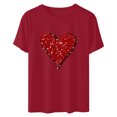 thumbnail image 4 of Cadeau de la Saint-Valentin pour Femmes T-shirt Décontracté à Col Rond à Manches Courtes Imprimé Arbre de Noël, 4 of 6