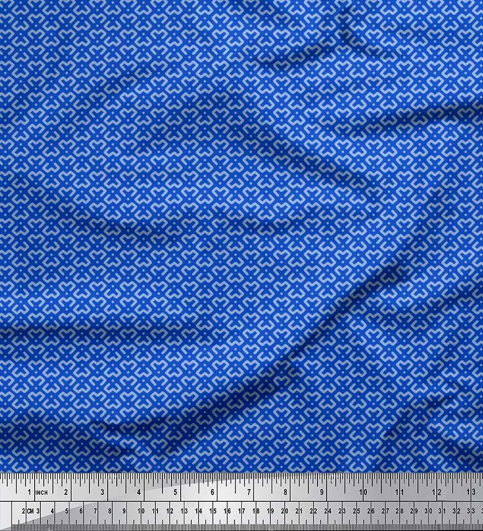 Soimoi Crepe Silk Fabric Dot & Geometric Small Print Fabric by The Yard 42 Inch Wide