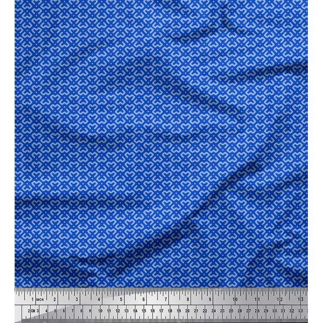 Soimoi Crepe Silk Fabric Dot & Geometric Small Print Fabric by The Yard 42 Inch Wide