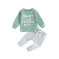 thumbnail image 1 of Faithtur Toddler Girls 2PCS Pants Sets Long Sleeve Letter Print Pullover Tops and Drawstring Pants Sets, 1 of 8