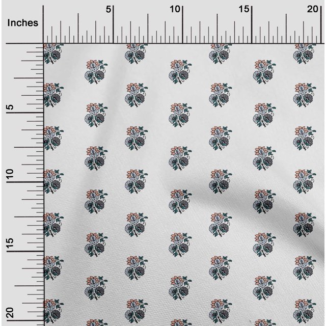 oneOone Viscose Chiffon Fabric Floral Block Print Fabric BTY 42 Inch Wide
