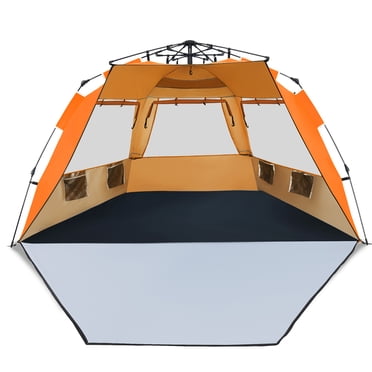 Costway Tente de Plage Pop-Up Facile pour 3-4 Personnes UPF 50+ Abri Solaire Portable Orange