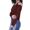 thumbnail image 4 of Moomaya Womens Cold Shoulder Short Top Solid Full Sleeves Summer Tee Tops, 4 of 6